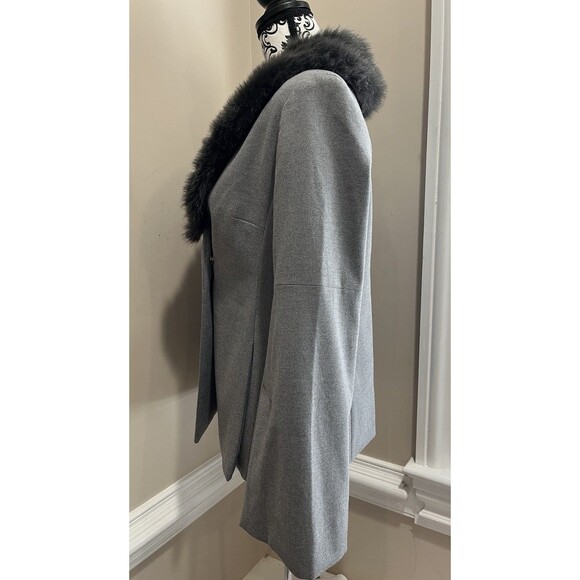 Banana Republic Gray Removable Faux Fur Collar Blazer Sz 4 Office Siren Mob Wife - Picture 6 of 15